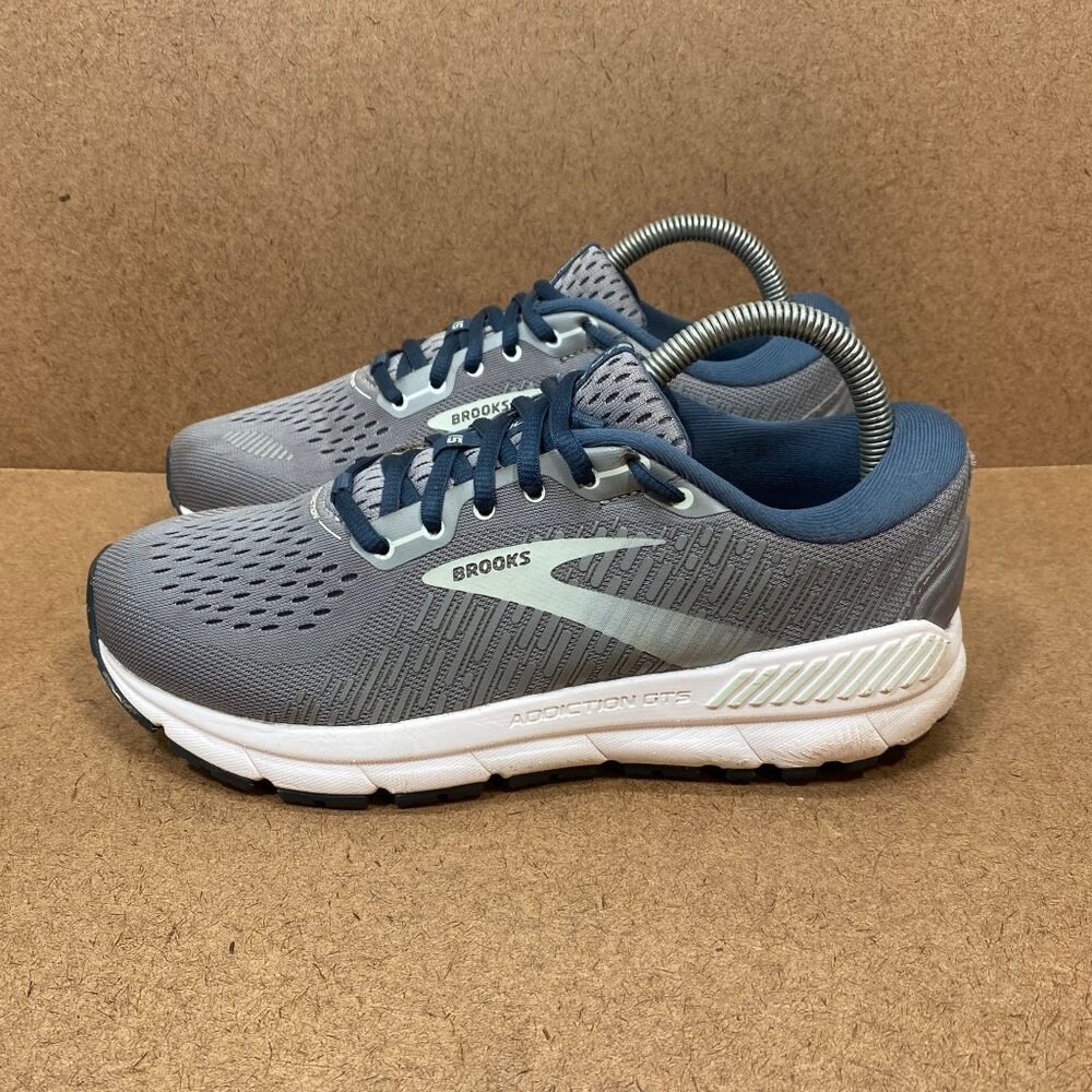 Brooks Addiction GTS 15 Running Shoes Gray & Blue Womens 8.5 M Comfort & Support